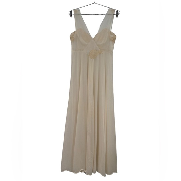 Vintage Vanity Fair Tricot Nylon Lace Nightgown Ivory Women's Size 34 - Picture 2 of 14